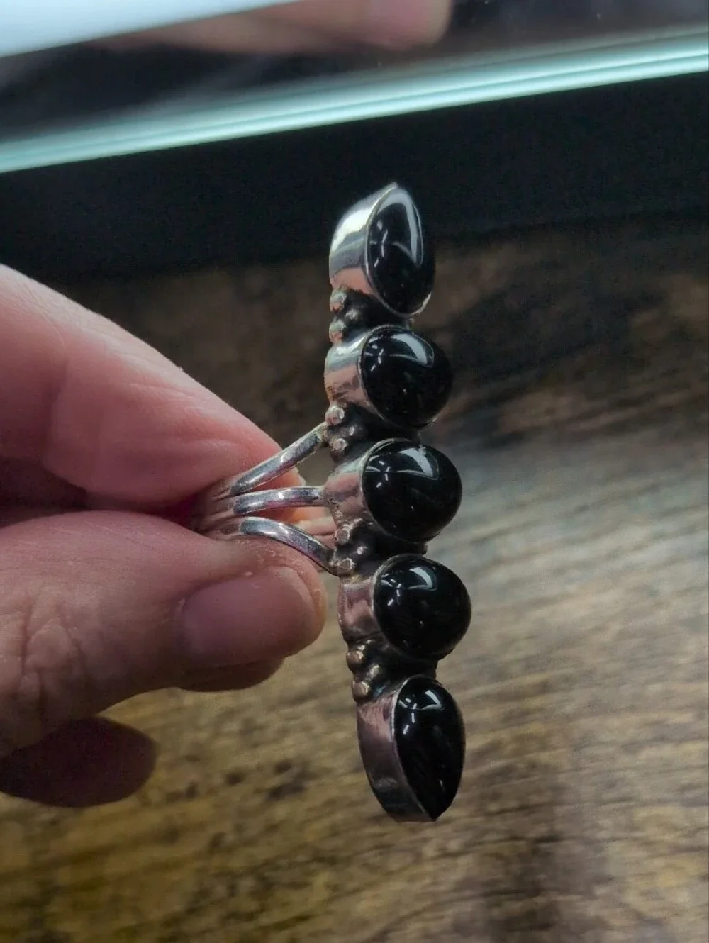 Sterling Silver Black Onyx Multi-Stone Statement Ring